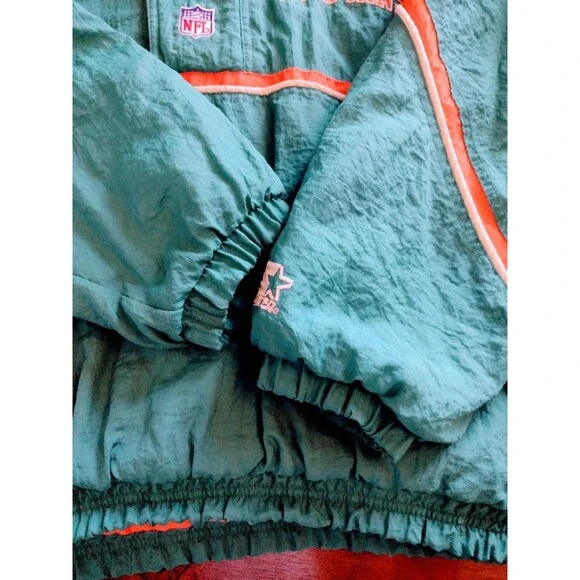 Vintage Starter Jacket NFL 90s Miami Dolphins Puffy Pullover Mens Large - Picture 8 of 16